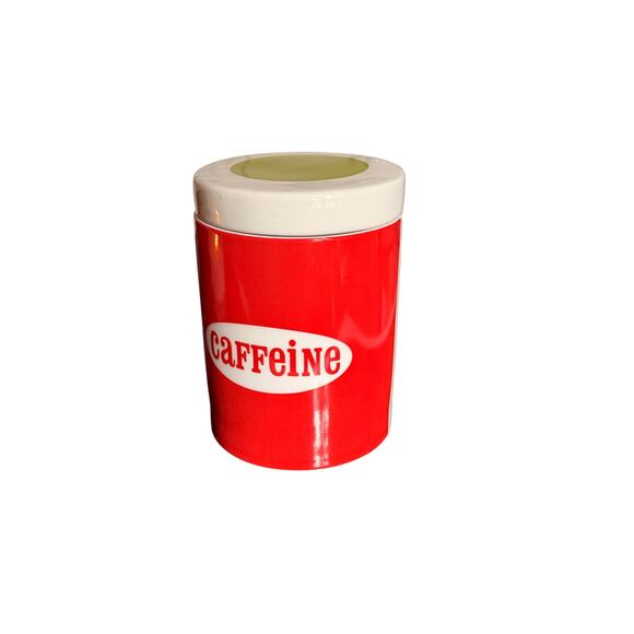 Jonathan Adler Happy Chic “Caffeine” Red & White Porcelain Canister Jar Kitchen - Picture 1 of 7